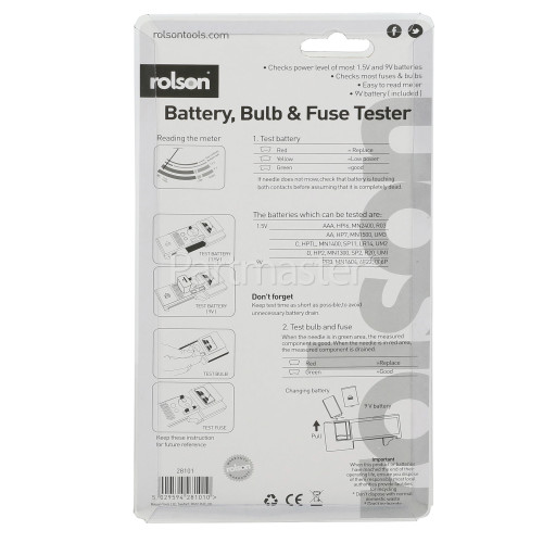 Rolson Battery, Bulb And Fuse Safety Tester PPE