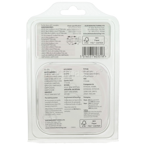 Spear & jackson 20cm (8") Chainsaw Chain 33 Drive Link www.partmaster