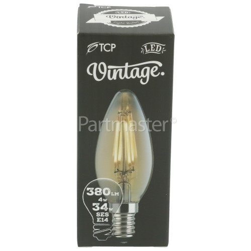 TCP SES/E14 LED 4W Filament Candle Vintage Lamp (Very Warm White)