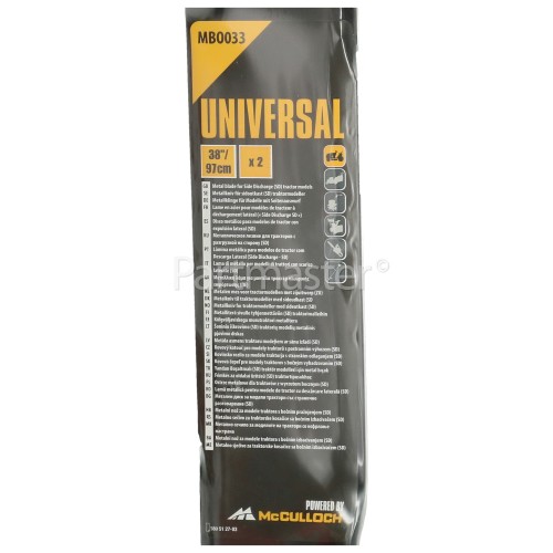 Universal Powered By McCulloch MBO033 97cm (38") Metal Tractor Blade - Pack Of 2