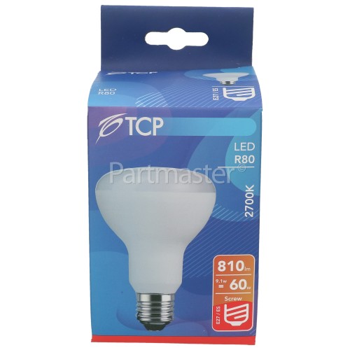 TCP 9.1W ES/E27 LED Non-Dimmable R80 Spotlight Lamp (Warm White) 60W Equivalent