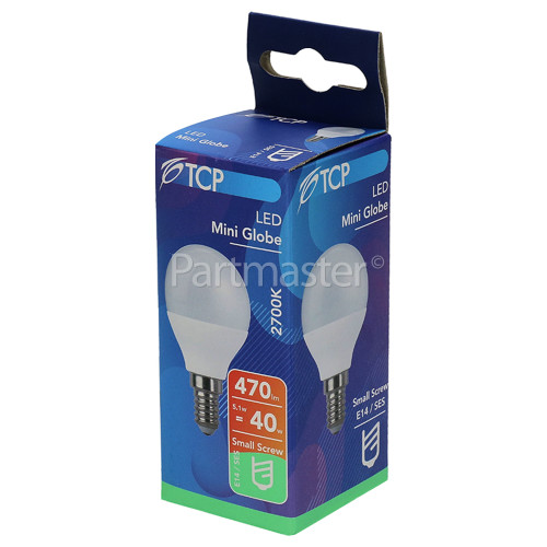 TCP 5.1W SES/E14 LED Non-Dimmable Golfball Lamp (Warm White) 40W Equivalent