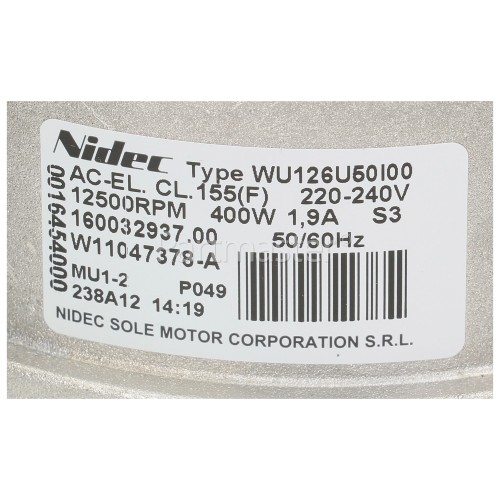 Hotpoint Motor: Nidec Sole WU126U50100 12,500RPM