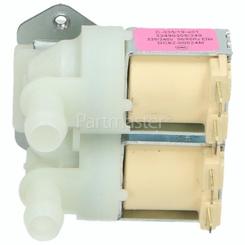 Samsung Cold Water Double Inlet Solenoid Valve : 180Deg. With 12 Bore Outlets