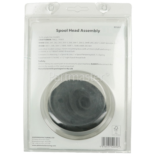 Ryan Spool & Line With Housing Assembly : T;F Ryan Models: (single Line Models) B260, 261, 262, 263, 264, 264-1, 264-2, & Craftsman Weedwacker 263-3, 264P, 265, 265-1, 265P &