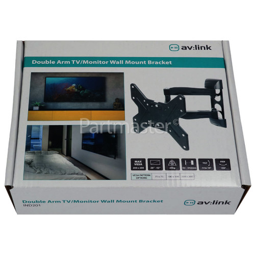 av:link 26" - 42" Full Motion Double Arm TV Wall Bracket