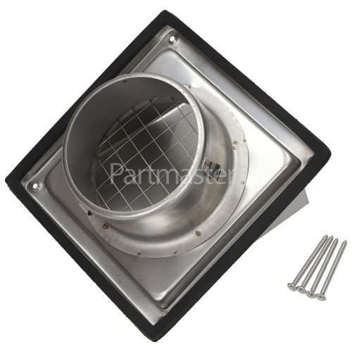 100mm Cowled Outlet With Non-Return Flap - Stainless Steel