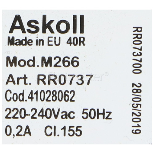 Hoover Drain Pump Assembly : Askoll M266 RR0737