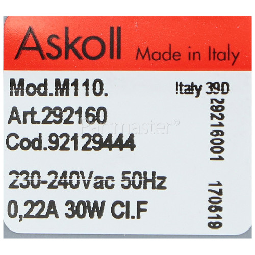 Candy Drain Pump (round Top Screw On) : Askoll M110 Art. 292160 0.2A 30W