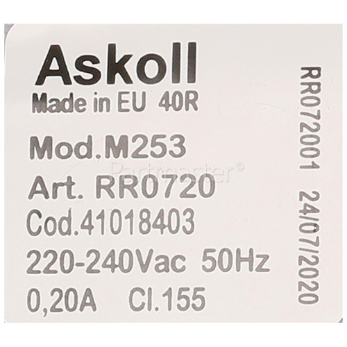 Hoover / Candy / Haier Drain Pump Assembly : Askoll Mod. M253 ART RR0720