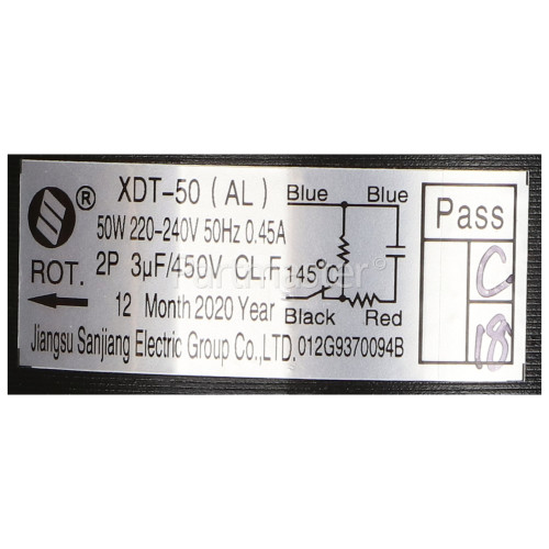 Frigistar Recirculation Wash Pump Motor : Jiangsu Sanjiang XDT-50 (AL) 50W 220/240V