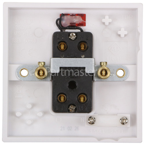 Wellco 20A Double Pole Switch With Neon Indicator www.partmaster.co.uk