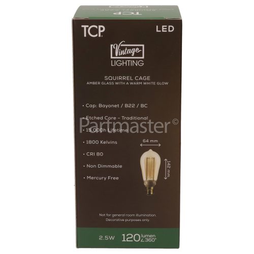 TCP BC/B22 LED Classic Etched ST64 Vintage Lamp (Candlelight)