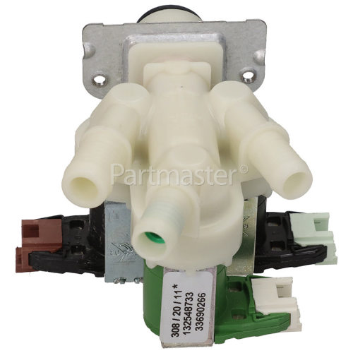 Schulthess Cold Water Triple Inlet Solenoid Valve : 180Deg. With Protected (push) Connectors