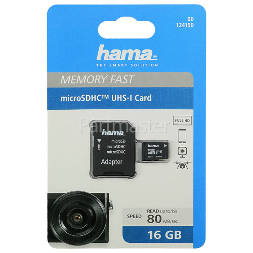 Hama Memory Fast 16GB Class 10 MicroSDHC Memory Card With Adapter