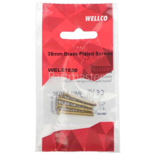 Wellco 38mm Brass Plated Screws (Pack Of 4)