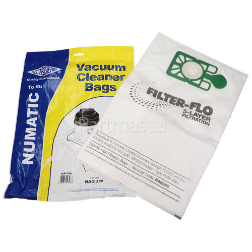 Best Compatible Numatic NVM-2BH Filter-Flo Synthetic Dust Bags (Pack Of 5) - BAG350