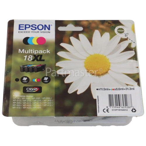 Epson Genuine T1816 - 4 Colour High Capacity Ink Cartridge Multipack - Black/Cyan/Magenta/Yellow