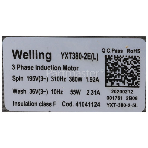 Franke Induction Motor : Welling YXT380-2E (L) Spin 380W Wash 55W YXT-380-2-5L