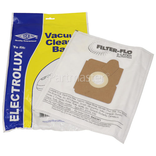 Electronic E51 / E51N / E65 / GR 5S Filter-Flo Synthetic Dust Bags (Pack Of 5) - BAG361