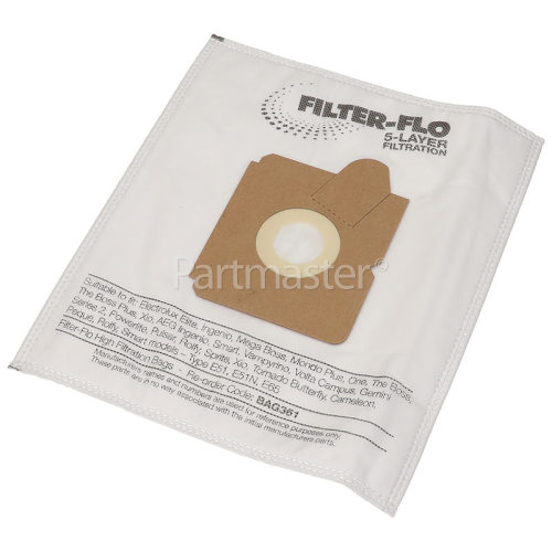 Aeg E51 / E51N / E65 / GR 5S Filter-Flo Synthetic Dust Bags (Pack Of 5) - BAG361