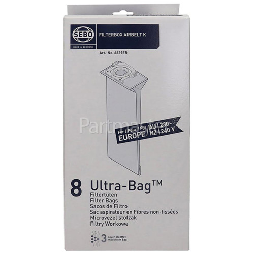 Sebo 6629ER Filterbox Airbelt K Ultra Vacuum Bag (Box Of 8)