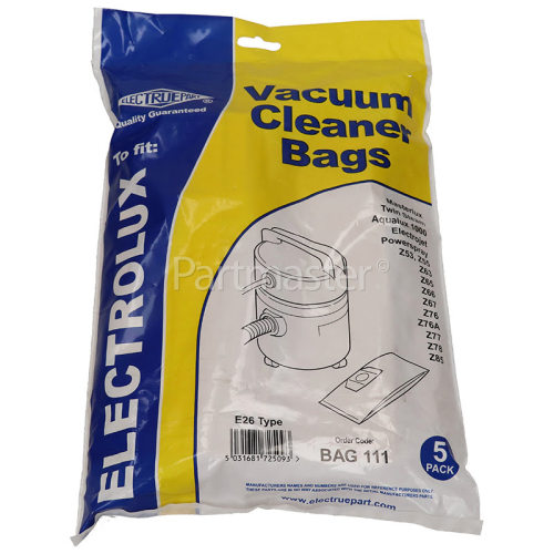 Electrolux E26 Dust Bag (Pack Of 5) - BAG111