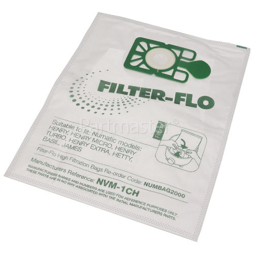 Numatic 250 Compatible NVM-1CH Filter-Flo Synthetic Dust Bags (Pack Of 10)