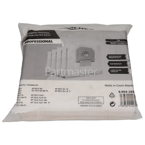 Karcher Paper Filter Dust Bags (Pack Of 5)