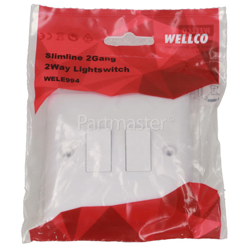 Wellco Slimline 2 Gang 2 Way Light Switch