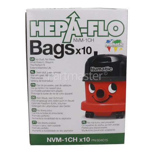 Numatic 370 NVM-1CH 3 Layer Hepaflo Filter Dust Bag (Pack Of 10)