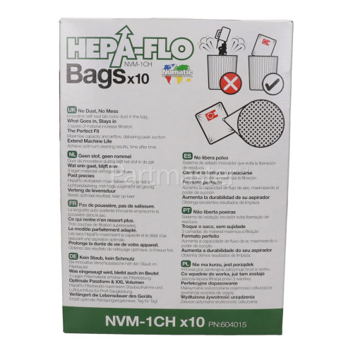 Numatic NVM-1CH 3 Layer Hepaflo Filter Dust Bag (Pack Of 10)