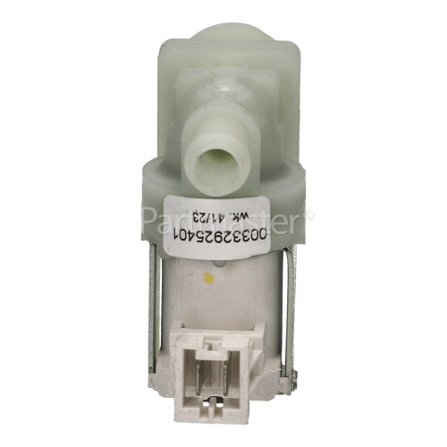 Bauknecht Cold Water Single Inlet Solenoid Valve 180deg With Protected Tag Fitting & 12 Bore Outlet