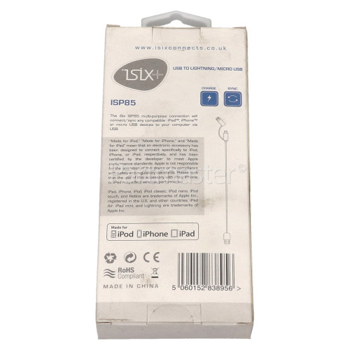 1.0m Lightning & Micro USB Cable - White