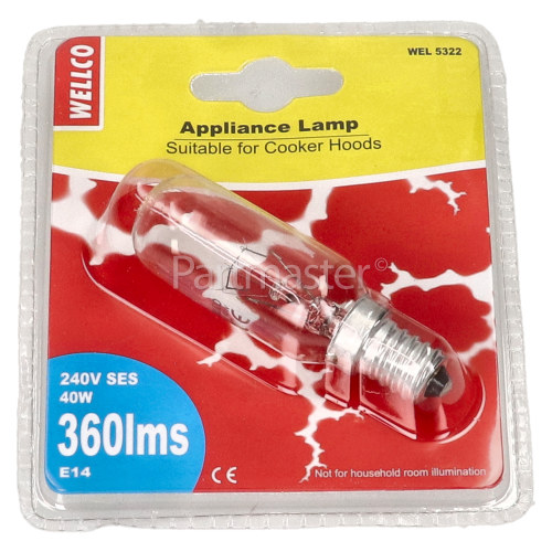 Ikea Wellco 40W Cooker Hood Lamp, SES/E14, 240V, Clear, 82mm X 25mm