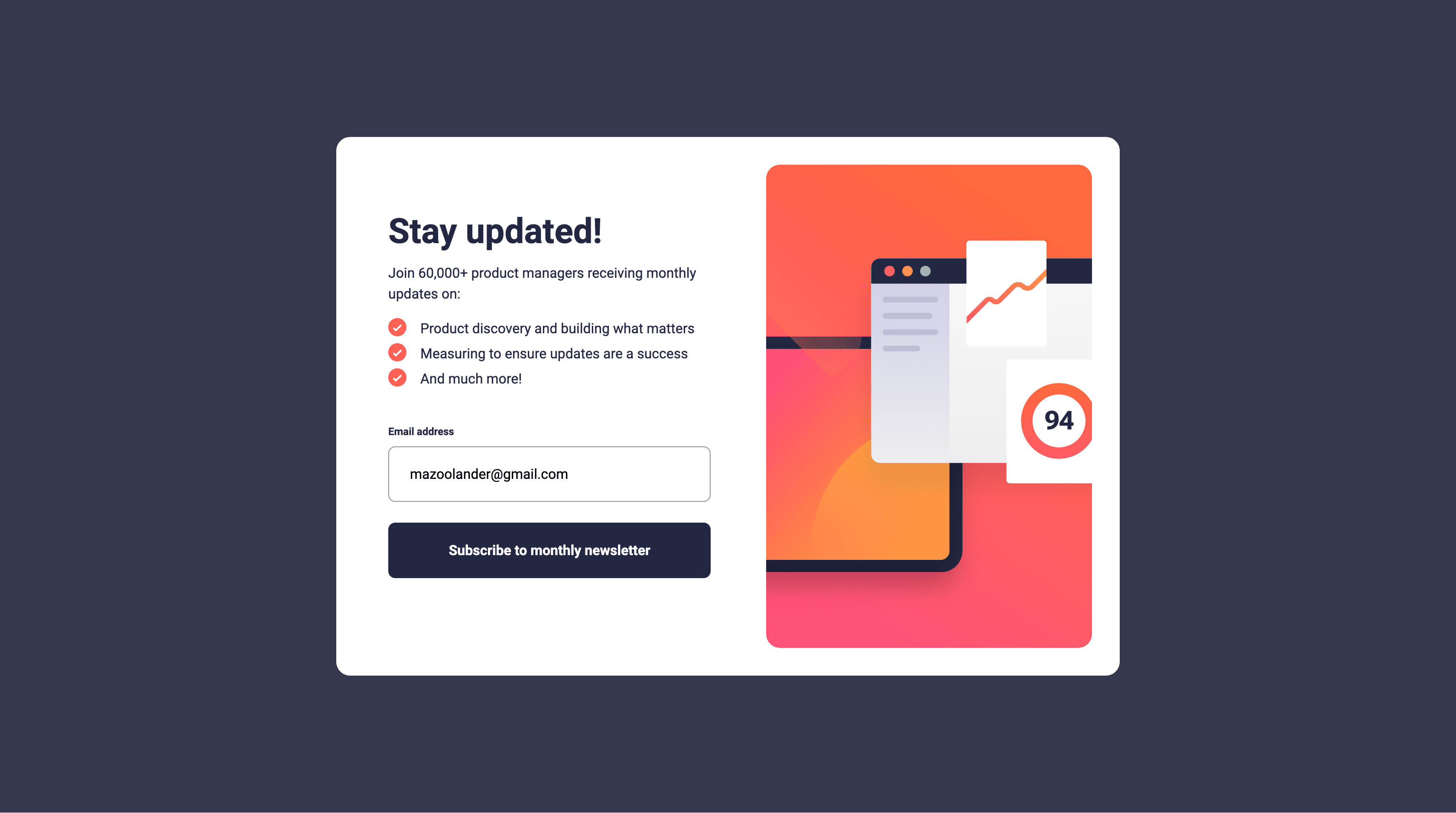 Newsletter Sign-Up Form with Success Message