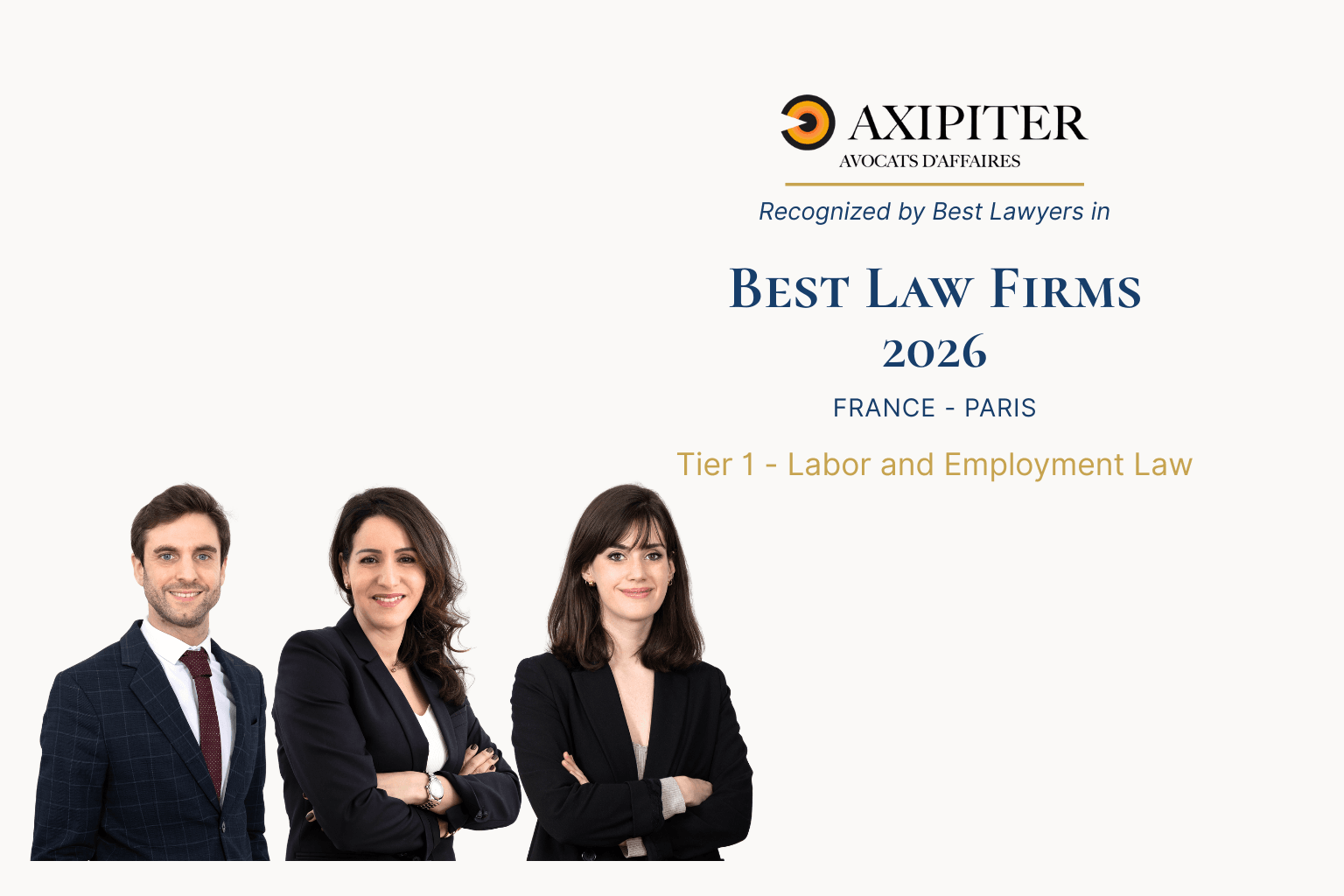 Équipe Droit social Axipiter – Classement Best Law Firms 2026 Tier 1.