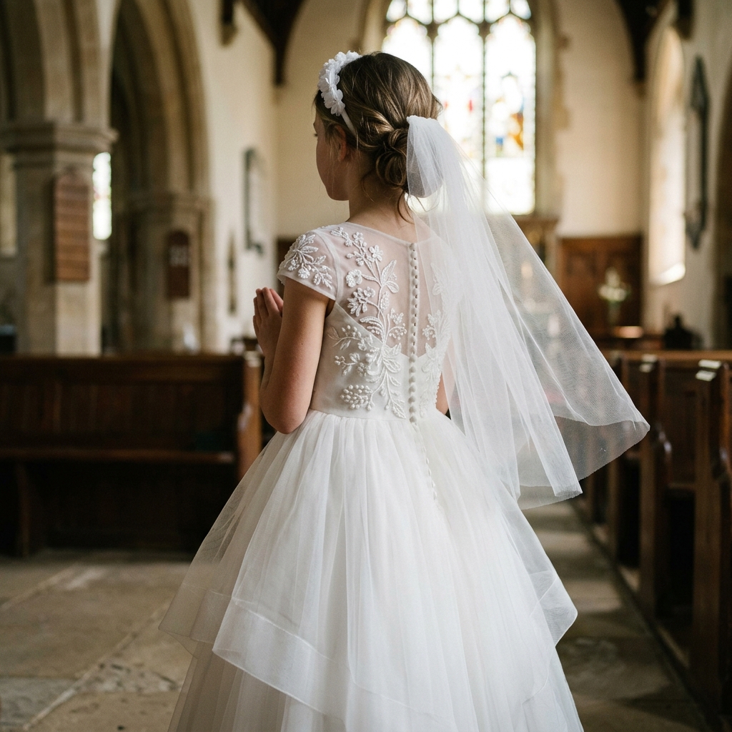 Vestido de primera comunión estilo princesa