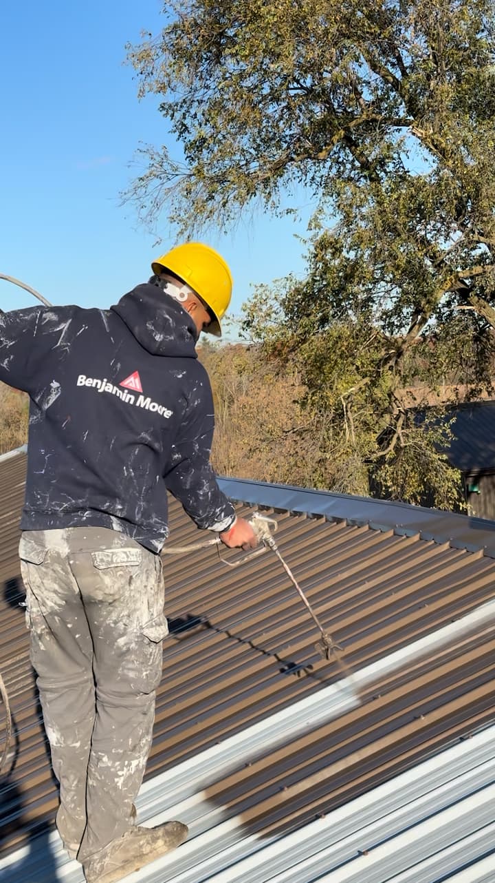 Roof painting in progress