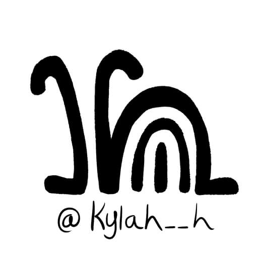 A graphic of a snail made of a boho style rainbow arcs. To the clever observer it hides the shape of a lowercase 'h'.