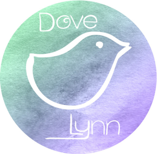 A stylisted bird on a green-to-purple gradient background with the name Dove Lynn.