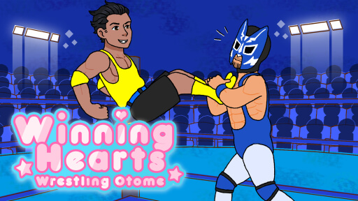 An illustration of two wrestlers wrestling from Winning Hearts: Wrestling Otome by HusbandoGoddess.