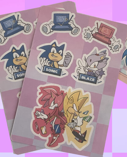 A sticker sheet themed to the DS era Sonic game "Sonic Rush"!