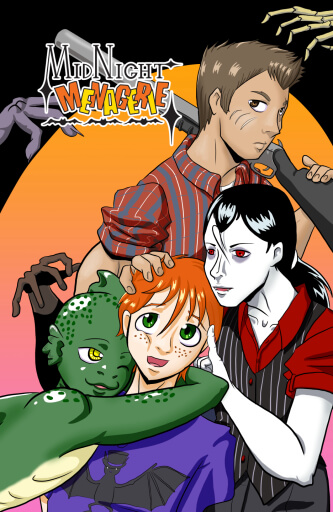 The main characters of my queer horror comedy, Midnight Menagerie