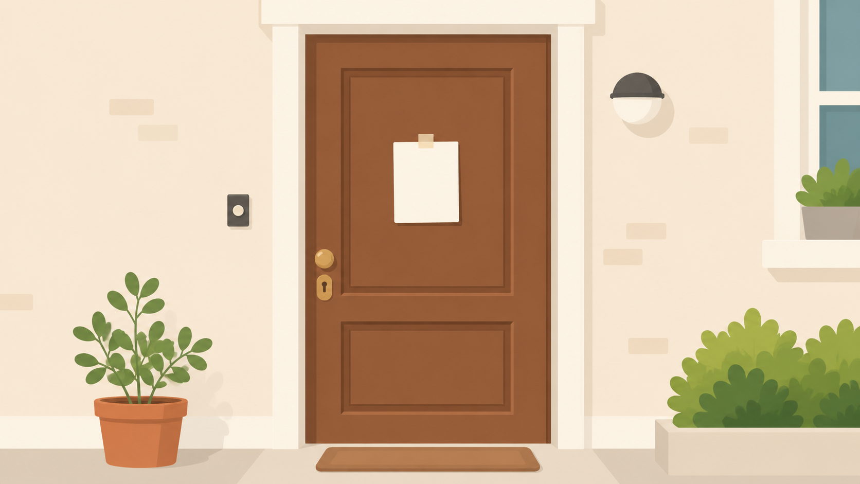 Apartment door with notice posted on it illustrating the Mississippi eviction process