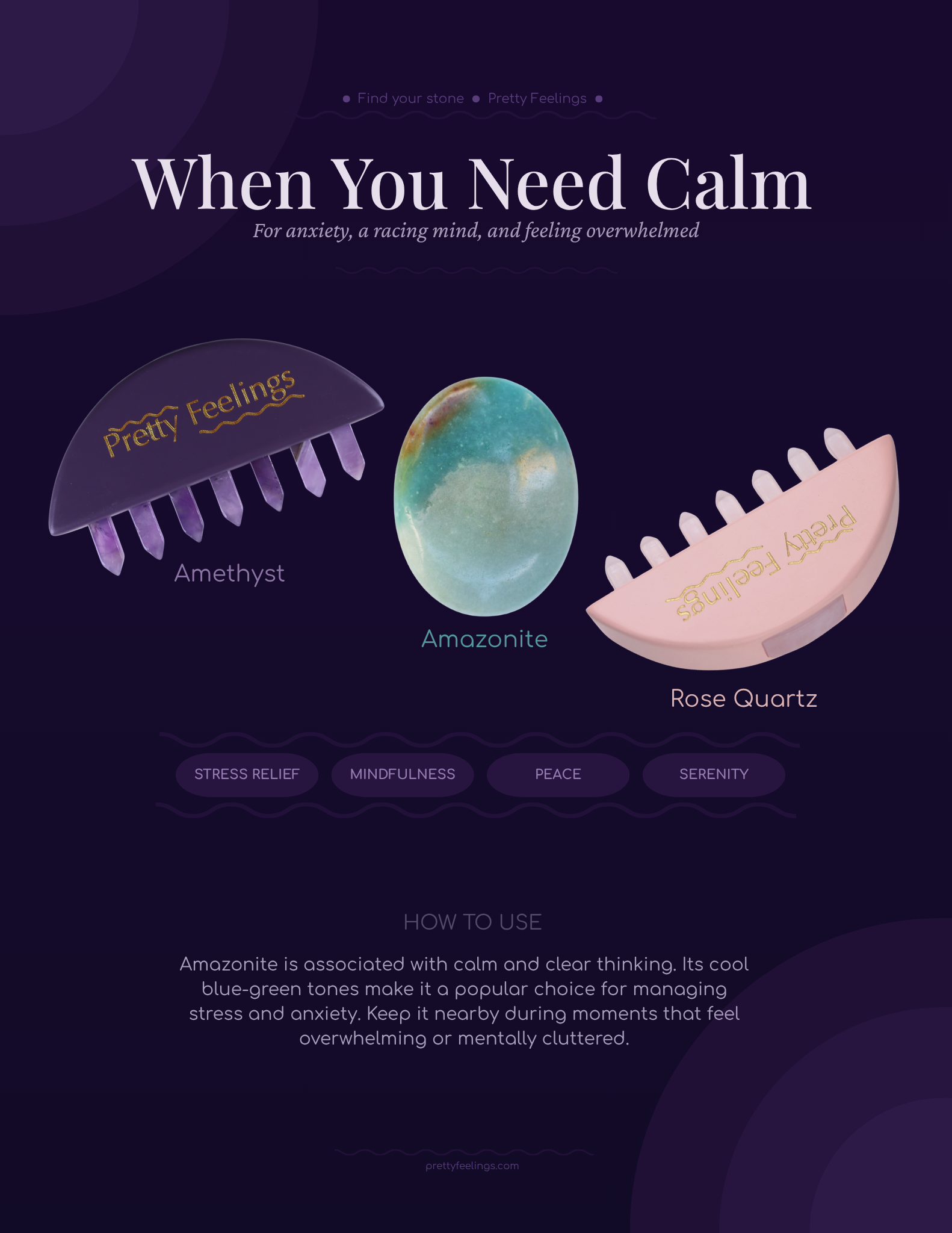 When you need calm — Amethyst, Amazonite, Rose Quartz