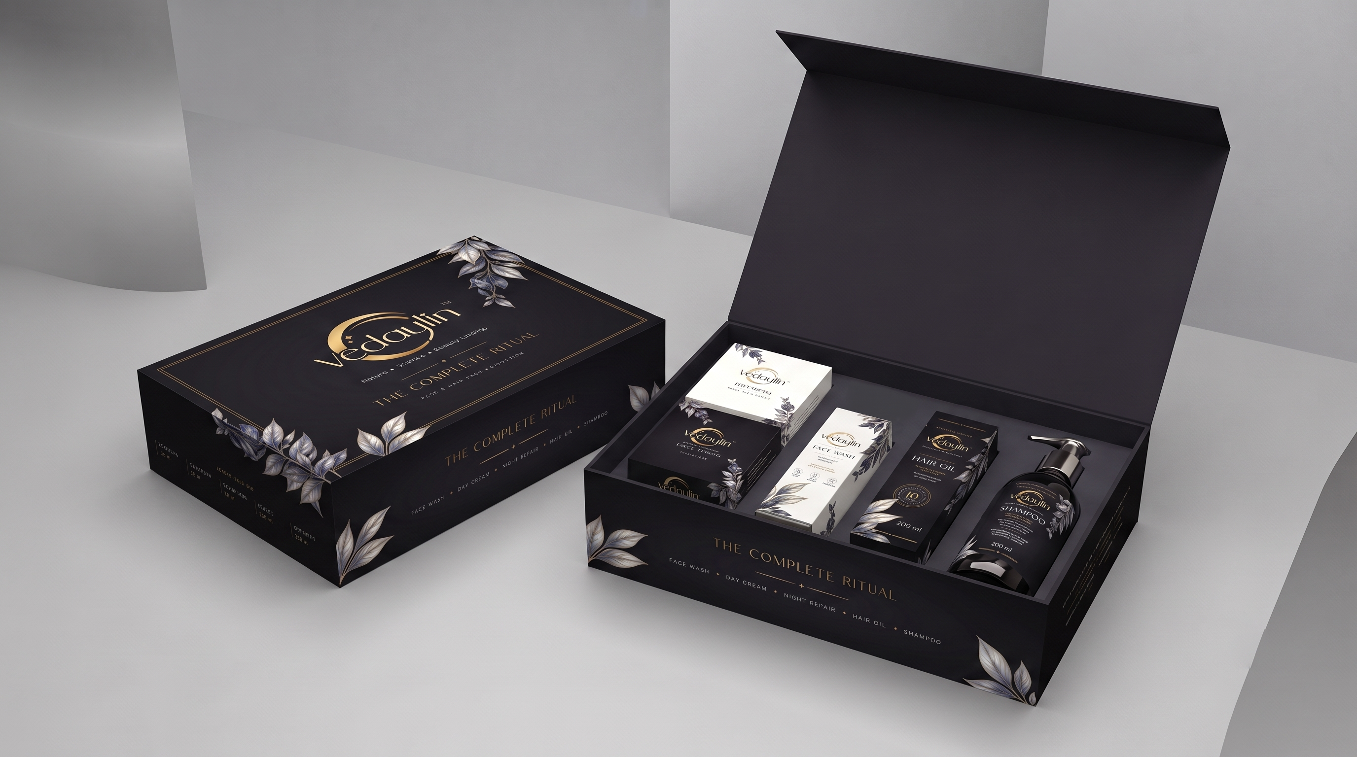 Vedaylin brand identity, packaging & web app exhibit 8
