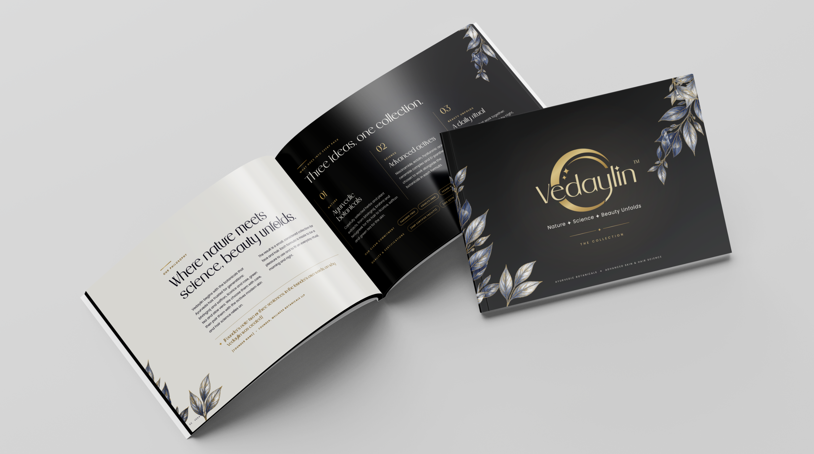 Vedaylin brand identity, packaging & web app exhibit 13