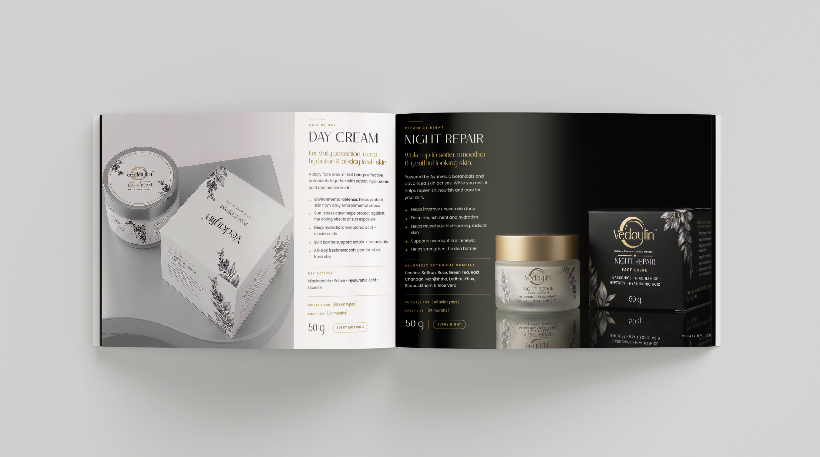 Vedaylin brand identity, packaging & web app exhibit 14