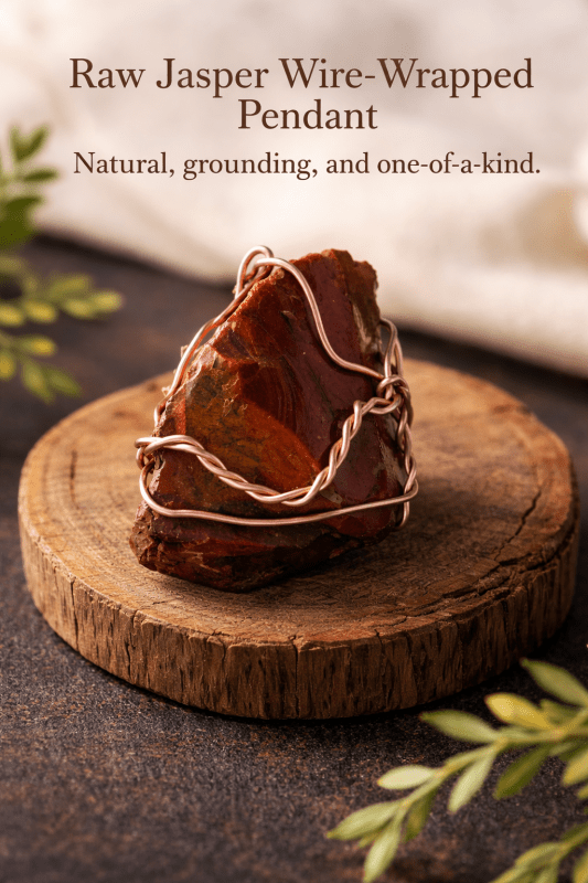 Raw Jasper Wrapped Pendant
